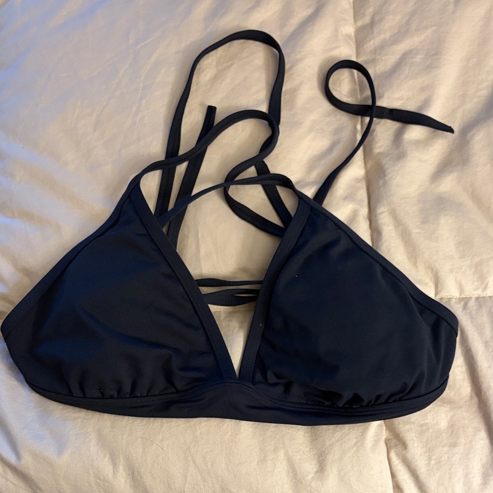 Athleta Black and Lime Green Bikini Top